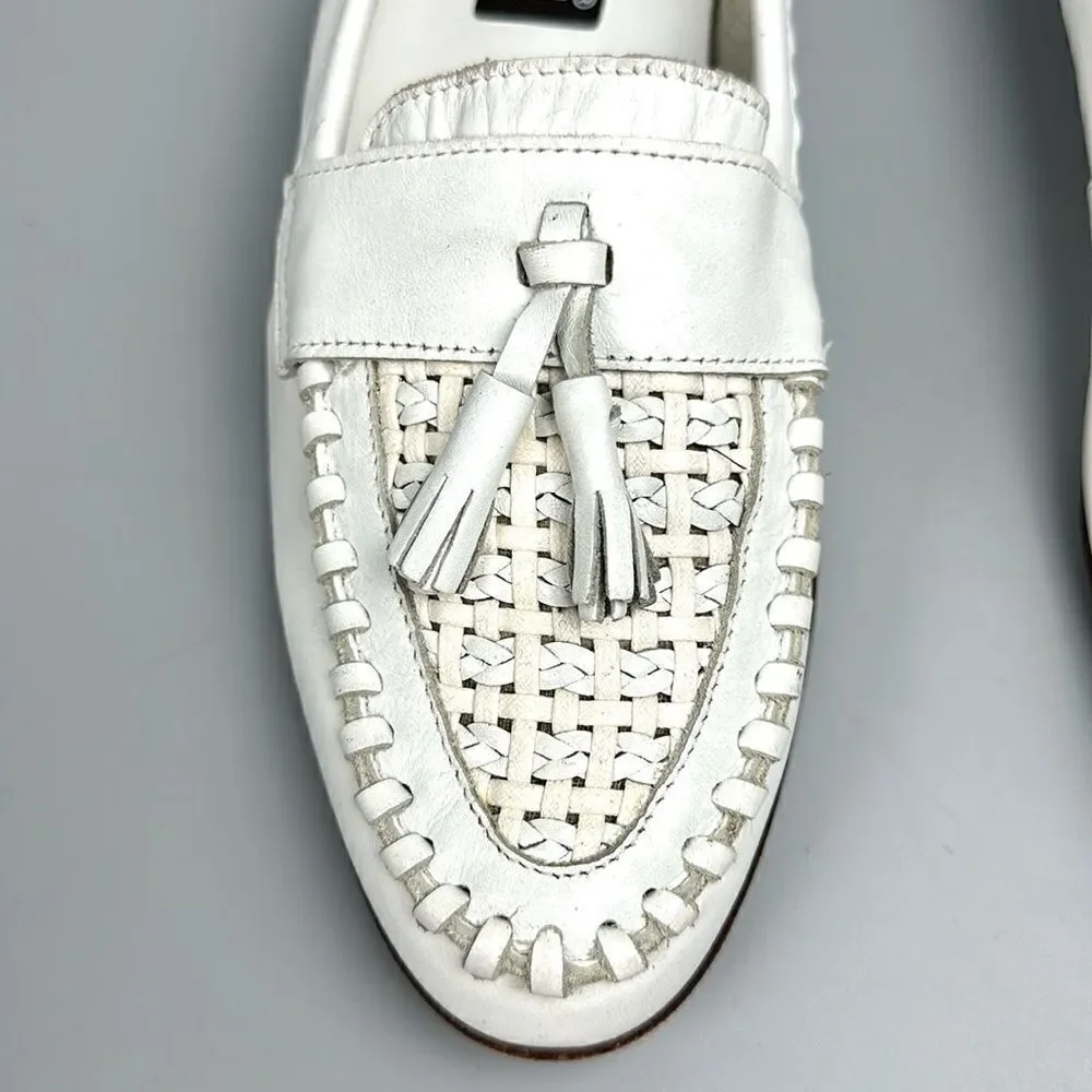 Jon Franco Pirelli Italy Tasseled Loafers White Leather Women’s 44 US 11,5